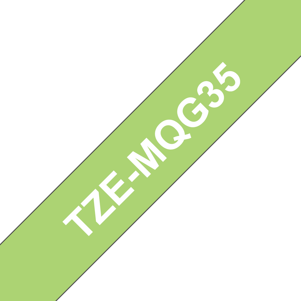 Originele Brother TZe-MQG35 label tapecassette – wit op lime groen, breedte 12 mm